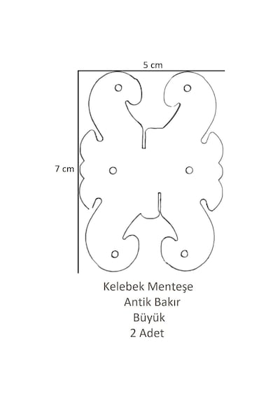 Bakır Dekoratif Kelebek Menteşe Büyük 2 Adet 7cm X 5cm