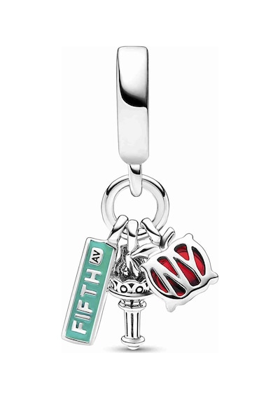 Nur Silver Meşale ve Sokak Tabelası Üçlü Sallantılı Gümüş Charm - NUR-CM00386
