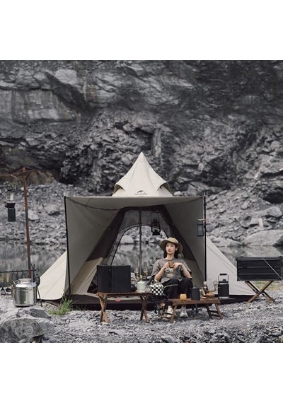 Naturehike Moğol Glamping 4 Kişilik Piramid Çadır Bej