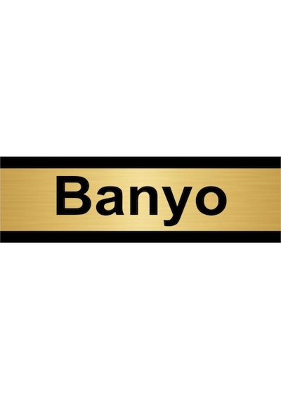 Banyo 5x20cm Altın Renk Metal Yönlendirme Levhası