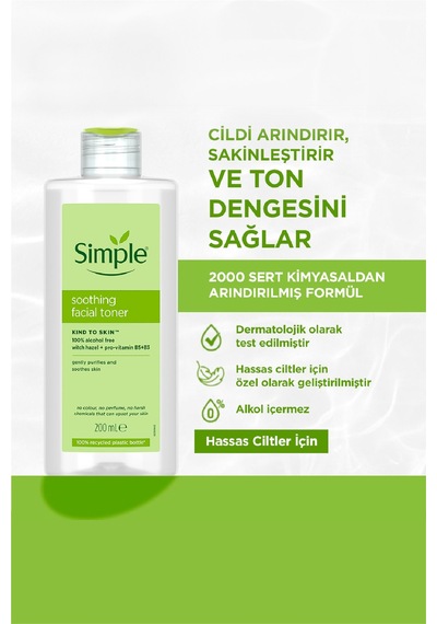 Kind To Skin Alkolsüz Ve Papatya Özlü Yatıştırıcı Ph Dengeleyici Yüz Toniği 200 Ml