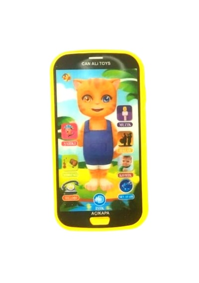 Dokunmatik Türkçe Müzikli Kedi Modelli Oyuncak Sarı Telefon