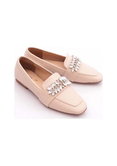 Dgn 50085-23y Kadin Kristal Taşli Tokali Loafer Ten Cilt