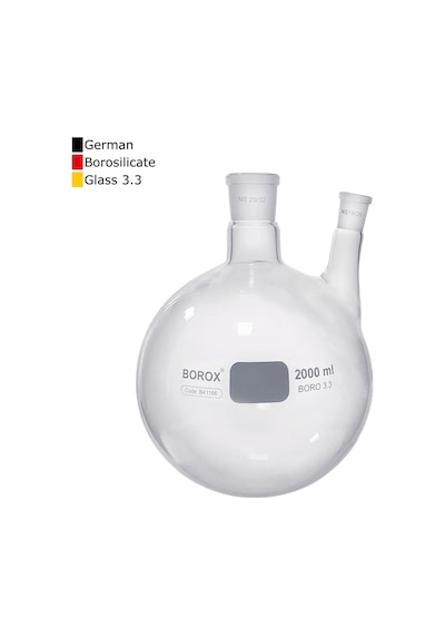 Borox Dibi Yuvarlak Şilifli İki Boyunlu Cam Balon 2 L