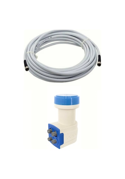 20 Metre Uydu Kablosu + Dörtlü Çıkış Çanak Uydu 4k Full Hd 3d Lnb 4 Lü Quad Lnb
