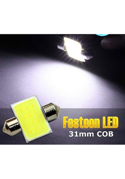 2 Adet 31mm Araç Iç Park Sofit Lamba Oto Plaka Tavan Ampul 12 Cob Ledli