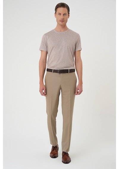 Efor Slim Fit Pilesiz Yün Klasik Koyu Bej Kumaş Pantolon P 1191 K.Bej