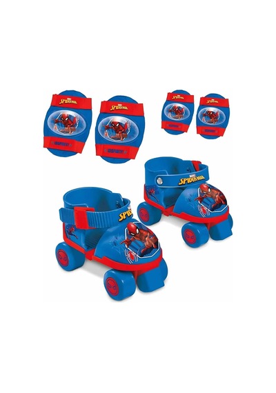Spiderman Örümcek Adam 4 Tekerlekli Paten Seti - Alıştırma Pateni 22-29 Numara Mavi