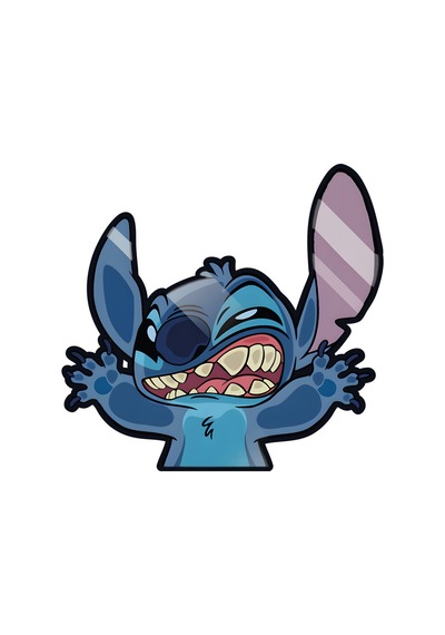 Cama Yapışmış Stitch Sticker 13,5x13 Cm Su Geçirmez Hq Araba Laptop Oto Motor Kask Sticker