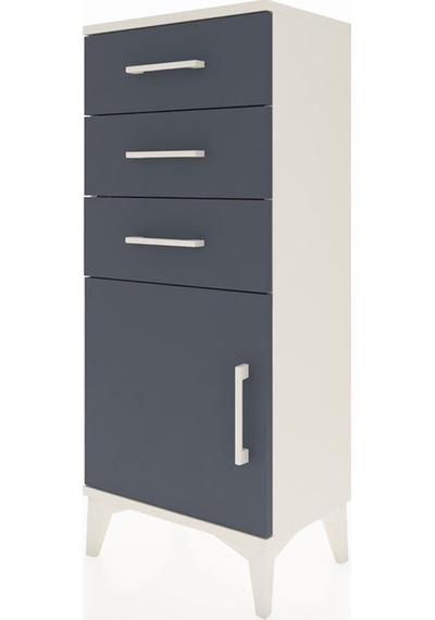 Arges Komodin Tek Raflı 3 Çekmeceli Tek Kapaklı 44x30x106 Aytaşı-antrasit Aytası