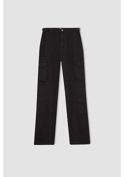 DeFacto Coool Straight Fit Gabardin Pantolon -  Kargo Cepli B7611AX24SPBK27
