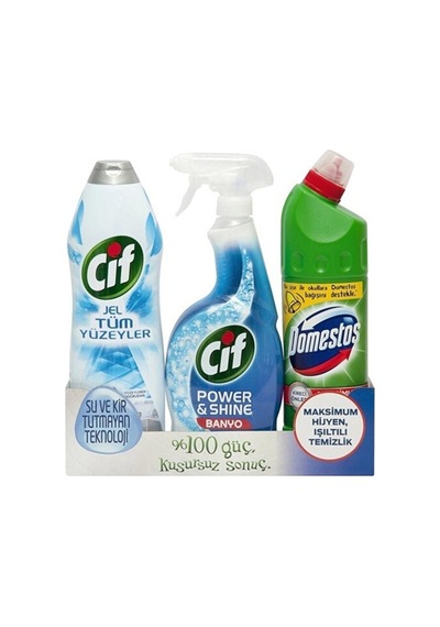 Domestos Hijyen Seti Cif Power Shine Sprey 750 Ml + 810 Ml + Cif Diğer