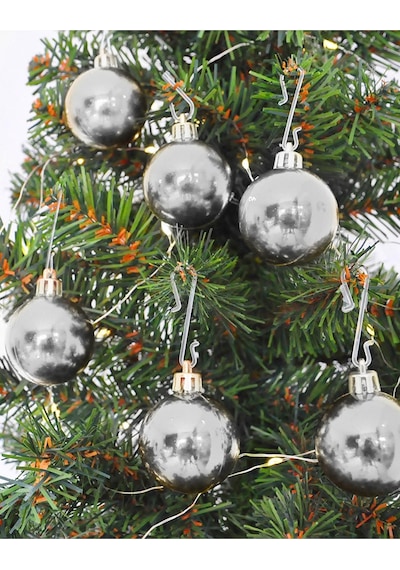 Yılbaşı Ağaç Süsü Gümüş Renkli Top Noel Süs 3 Cm 12 Adet