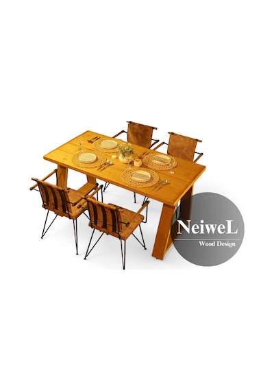 Neiwel Garden Zena Doğal Ahşap Bahçe Yemek Masası-70-140 Açık Ceviz