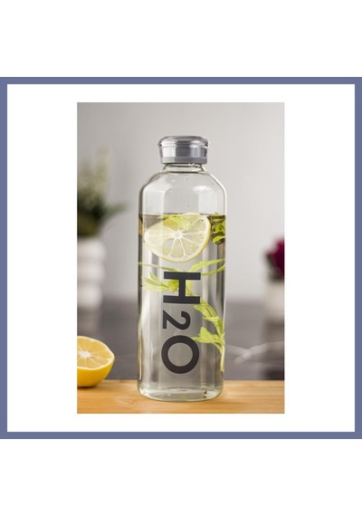 Bezos H2o Borosilikat Cam Matara Vakum Kapaklı Su Şişesi Suluk Gri 1000 Ml Dlra