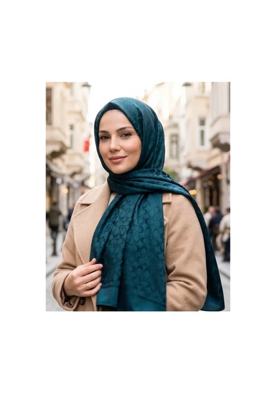 Nukra Rami Pamuk Jakarlı Şal Halka Desen 70 X 190 Cm Zümrüt Yeşili