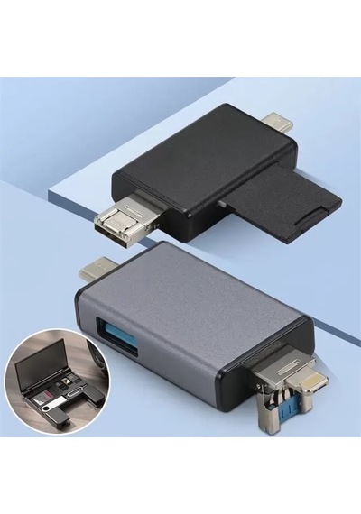 Sh Powermaster Pm-39094 7in1 Çok Fonksiyonlu Usb 3.0 Type-c Lightning Sd/tf Kart Okuyucu Adaptör Najmaddin