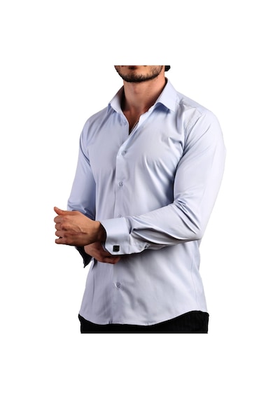 Dicotto Mavi Ekstra Dar Kesim Likralı Esnek Micro Kumaş Kol Düğmeli Slim Fit Erkek Gömlek - 195-4 001