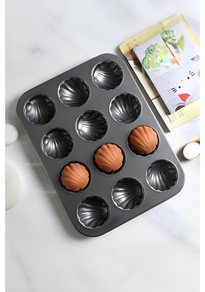 Karbon Çelik 12li İstiridye Deniz Kabuğu Muffin Cupcake Kek Pişirme Kalıbı Mt124x Diğer
