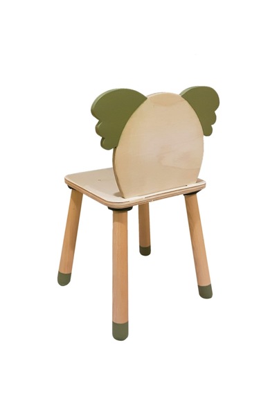 Woodnjoy Wood & Joy Doğal Ahşap Renkli Çocuk Sandalye Koala Koyu Yeşil