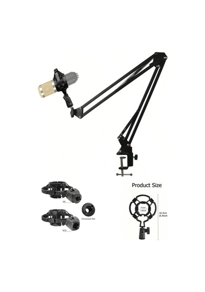 Metal Akrobat Mikrofon Standı Shock Mount Titreşim Önleyici Yayıncı Sehpa Çift Kollu Stand