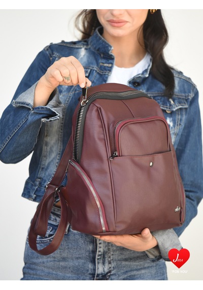 Jara Bag Freya Kadın Sırt Çantası Şık, Yumuşak Dokulu Ve 5 Bölmeli Bordo