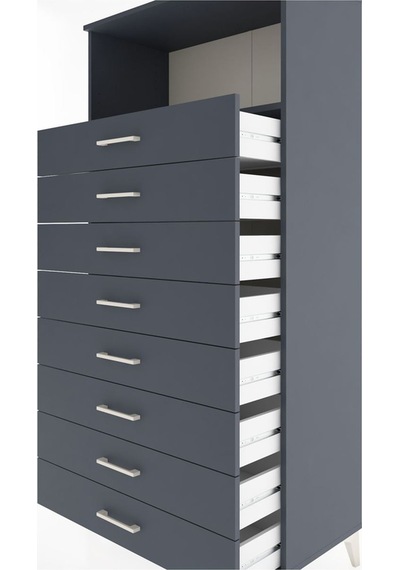 Hyperion Dolap Tek Raflı 8 Çekmeceli 88x44x182 Antrasit-antrasit Antrasit