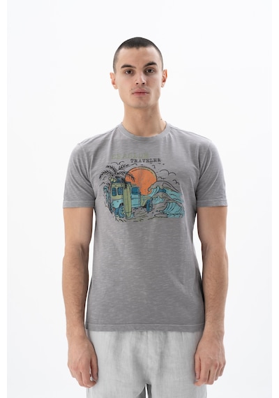 AR-MA Arma Erkek Regular Fit Parça Boyama Bisiklet Yaka Tişört Y25344490701 Gri