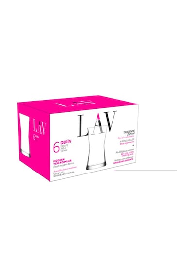 Lav Derin Cam Meşrubat Bardağı 6'lı 350 ml (Büyük Su/Kokteyl Bardağı )
