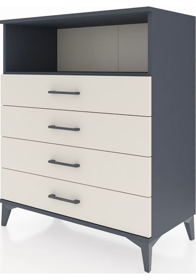 Hyperion Şifonyer Tek Raflı 4 Çekmeceli 88x44x106 Antrasit-ay... Antrasit