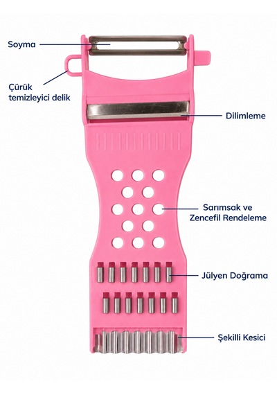 Çok Fonksiyonlu Sebze Doğrayıcı, Spiral Rende Ve Julienne Soyacak Çok Renkli