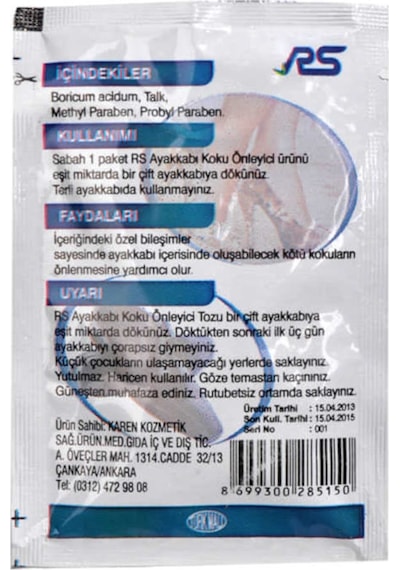 RS Ayakkabı Koku Önleyici Toz 10 G