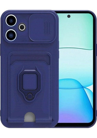 Xiaomi Redmi 13 4g Kılıf Zuma Kartvizitli Yüzüklü Silikon Lacivert