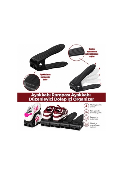 Urve Ur-3631 Ayakkabı Rampası 12x25cm Siyah Plastik - 6'li Paket Diğer