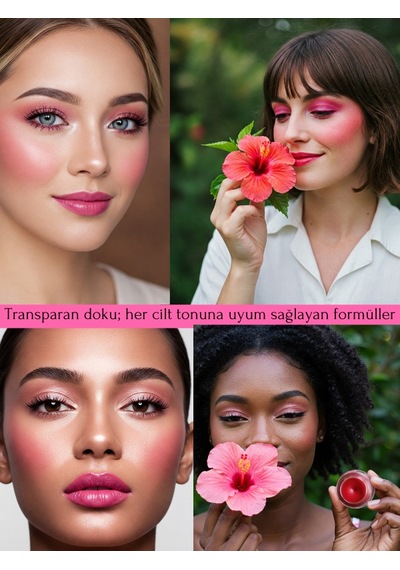 Hibiscus Magic Doğal İçerikli Çok Amaçlı Allık, Ruj, Göz Farı Makyaj Beraberinde Çok Değerli Besleyici Cilt Bakımı Kiremit
