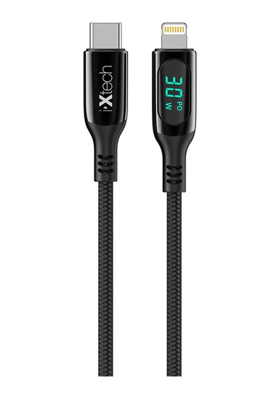 Ixtech Type-c Ix-uc019 Pd 30w Type-c To Lightning Dijital Göstergeli Şarj Ve Data Kablosu