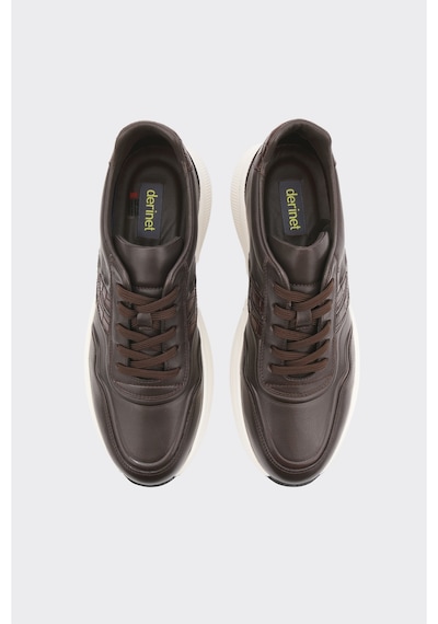 Derinet Hakiki Deri Comfort Taban Erkek Sneaker Kahve Beyaz Kahve Beyaz