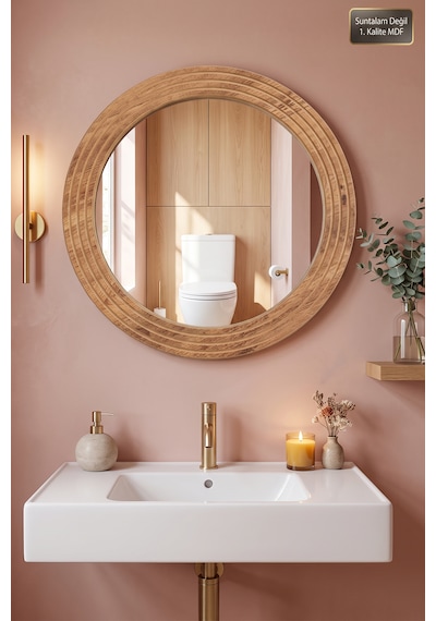 Antik Ahşap Oval Dekoratif Ayna Dresuar Boy Koridor Konsol Aynası Banyo Oda Lavabo Wc Mutfak Makyaj Aynası Yn-108 Atlantik Çam