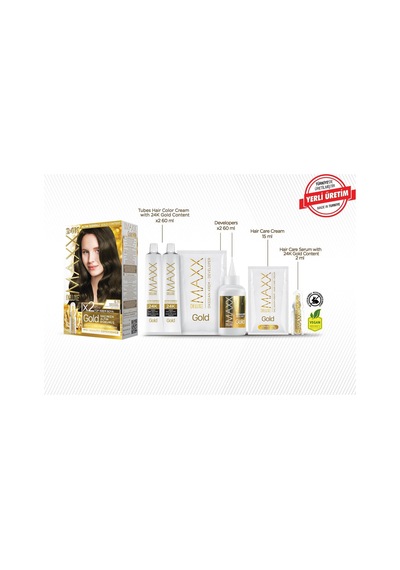 Gold Serisi 24k Altın Parçacıklı Serum İle 1 Kutu 2 X 50 Ml Ve Geliştiriciler Saç Boyası Yoğun Küllü Koyu Kumral 6.11