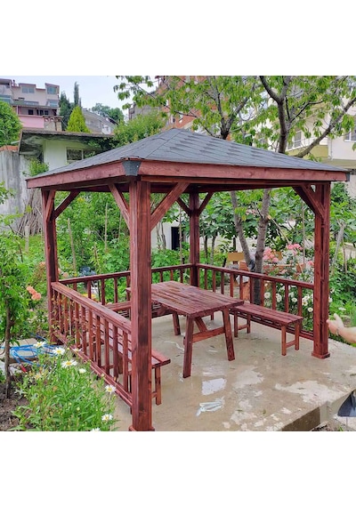 Şen Mobilya Ahşap Kamelya Gölgelik Pergola Ahşap Çardak Maun