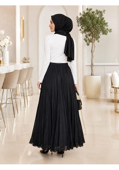 Esra Butik78 Siyah Kraş Etek Astarlı, Standart Beden, 100 Cm