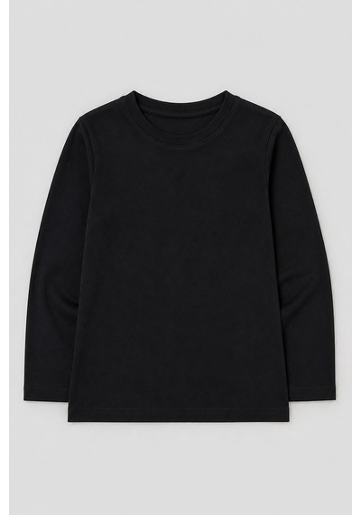 Eray Alp Kids Unisex Çocuk Siyah Basic Uzun Kol Günlük Rahat Kombin