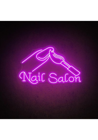 Nail Salon Yazılı Ve Şekilli Neon Tabela Pembe