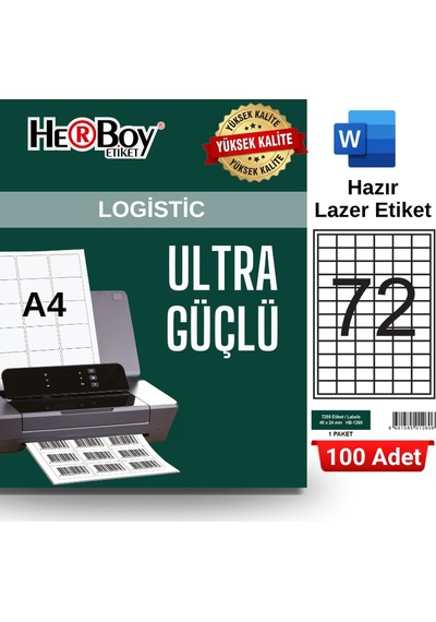 Herboy Hb-1260 40 X 24 Mm A4 Laser Etiket 100 Adet