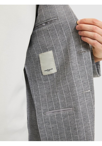 Cacharel Açık Gri Slim Fit Çizgili Yün Karışımlı Ceket Cacharel Açık Gri Slim Fit Çizgili Yün Karışımlı Ceket