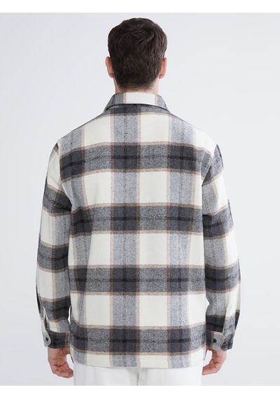 Lcwaıkıkı Classic Bej Loose Fit Ekose Erkek Gömlek