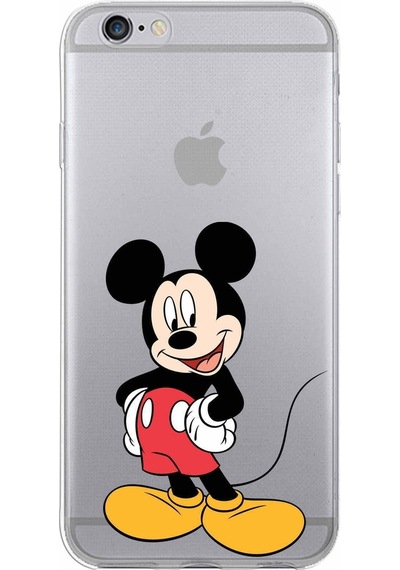 Apple Uyumlu iPhone 6s Kapak Mickey Mouse Tasarımlı Şeffaf Silikon Kılıf Şeffaf