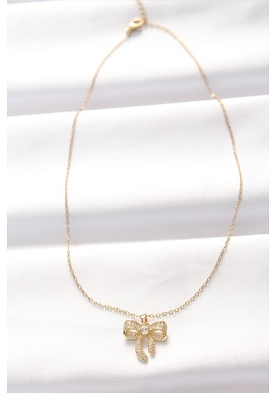 Ezoconcept 316l Çelik Gold Renk Zirkon Taşlı Fiyonk Kolye