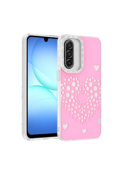 Samsung Galaxy Uyumlu A26 Kılıf Damla Taşlı Zore Rivas Sert Pc Kapak - Pembe