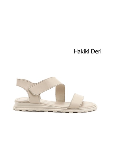 Gönderi(R) Gönderi R Bej Antik Cırt Bantlı Hakiki Deri Sandalet Bej